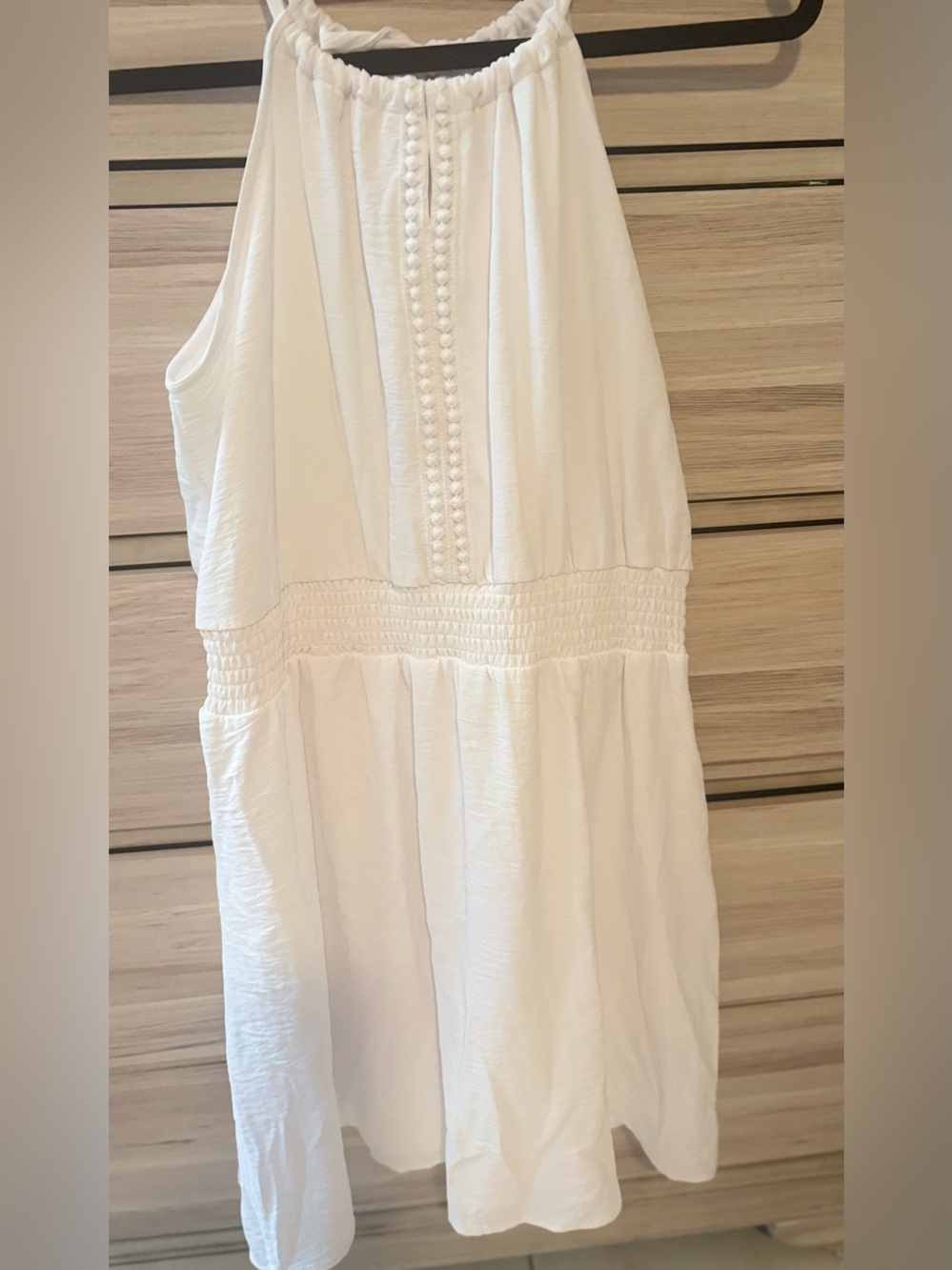 No Boundaries White Pom-Trim Sundress for Spring and Summer